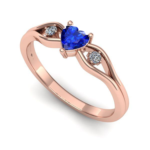 Inel de logodna din aur roz cu safir