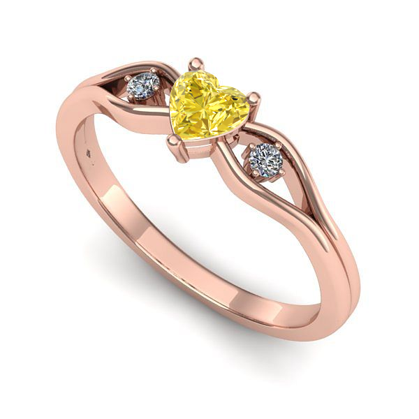 Inel din aur roz cu safir galben