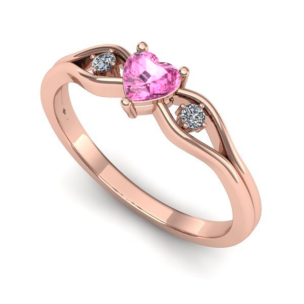 Inel de logodna din aur roz cu safir roz