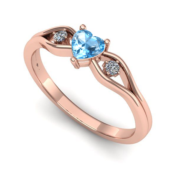 Inel logodna din aur roz cu topaz blue