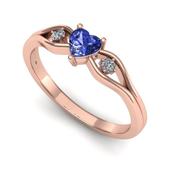 Inel din aur roz cu tanzanit