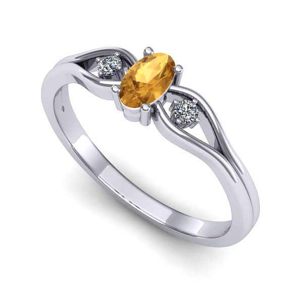 Inel din aur alb cu citrin