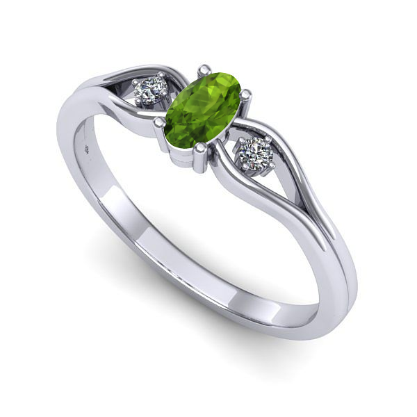 Inel logodna din aur alb cu peridot