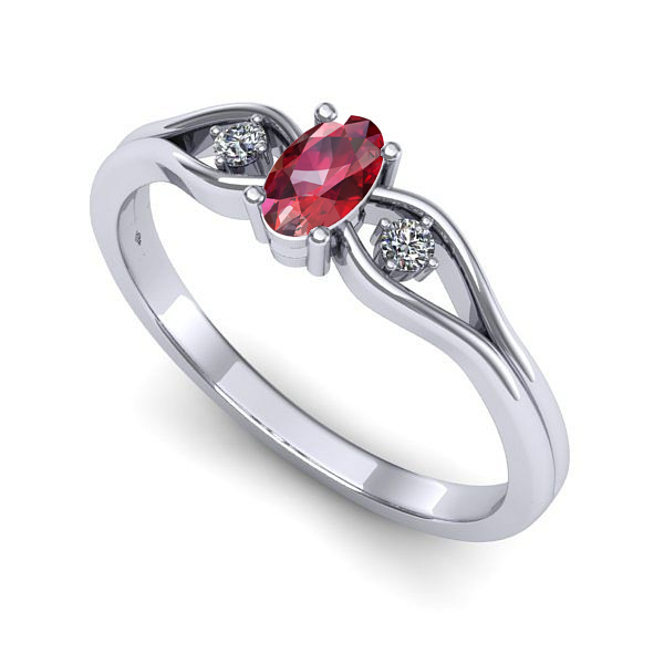 Inel din aur alb cu rubin