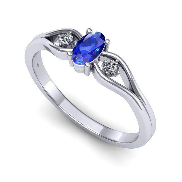 Inel din aur alb cu safir