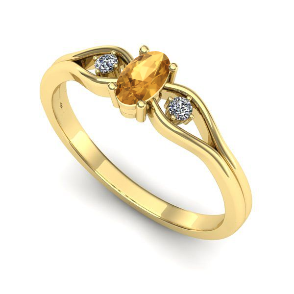 Inel logodna din aur galben cu citrin
