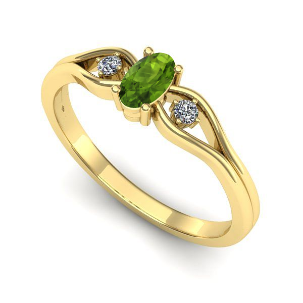 Inel de logodna din aur galben cu peridot