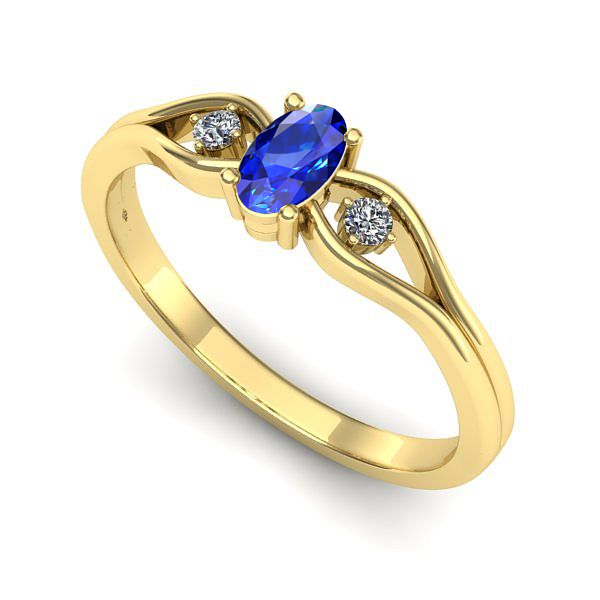 Inel de logodna din aur galben cu safir