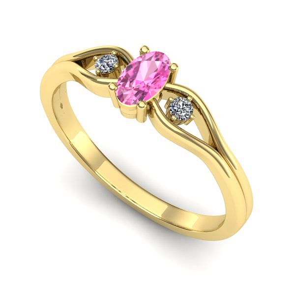 Inel din aur galben cu safir roz