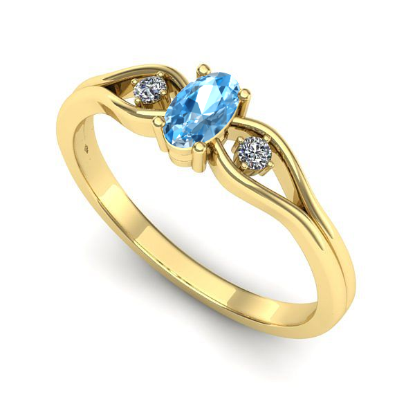 Inel de logodna din aur galben cu topaz blue