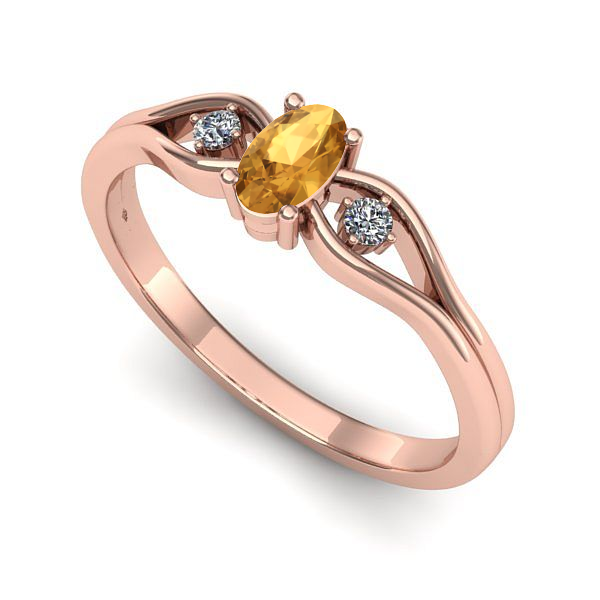 Inel din aur roz cu citrin