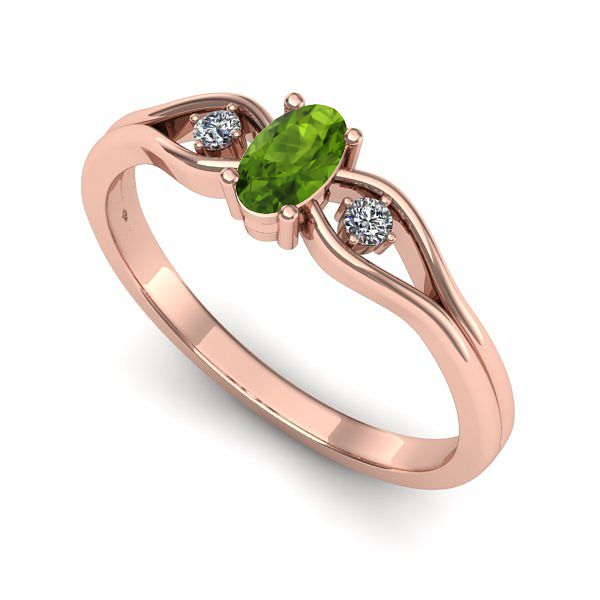 Inel logodna din aur roz cu peridot