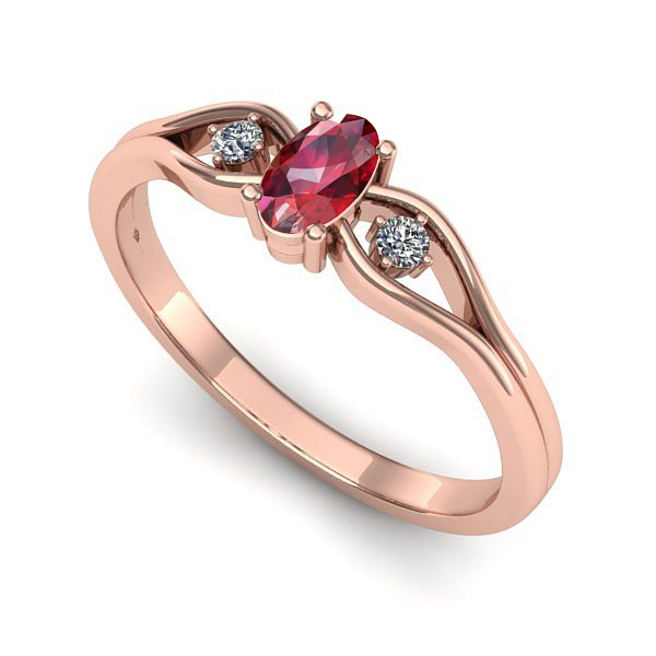 Inel din aur roz cu rubin