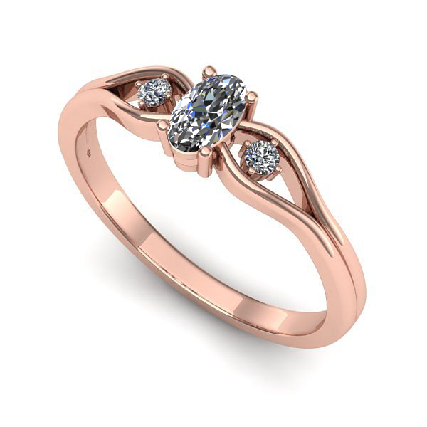 Inel logodna din aur roz cu safir alb