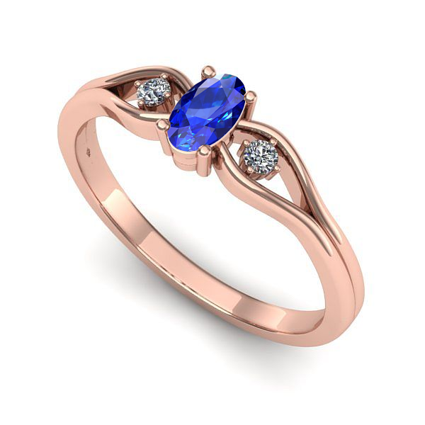 Inel din aur roz cu safir