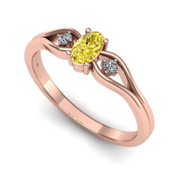 Inel din aur roz cu safir galben