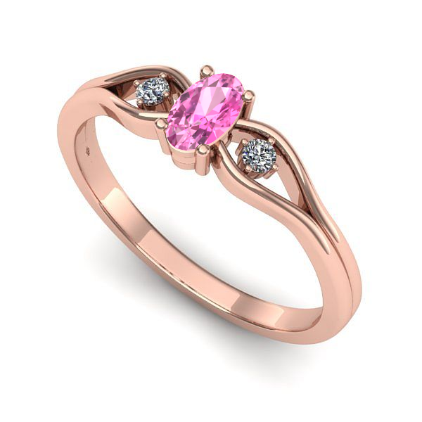 Inel de logodna din aur roz cu safir roz