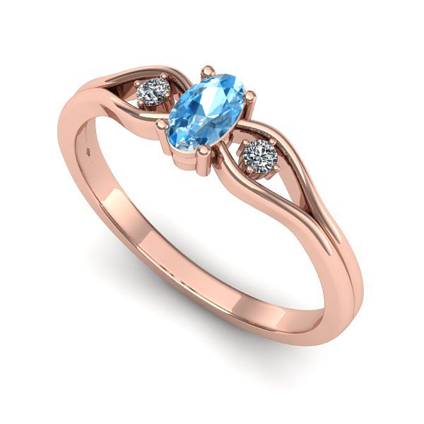 Inel logodna din aur roz cu topaz blue