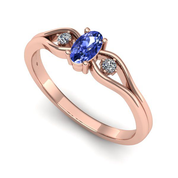Inel logodna din aur roz cu tanzanit