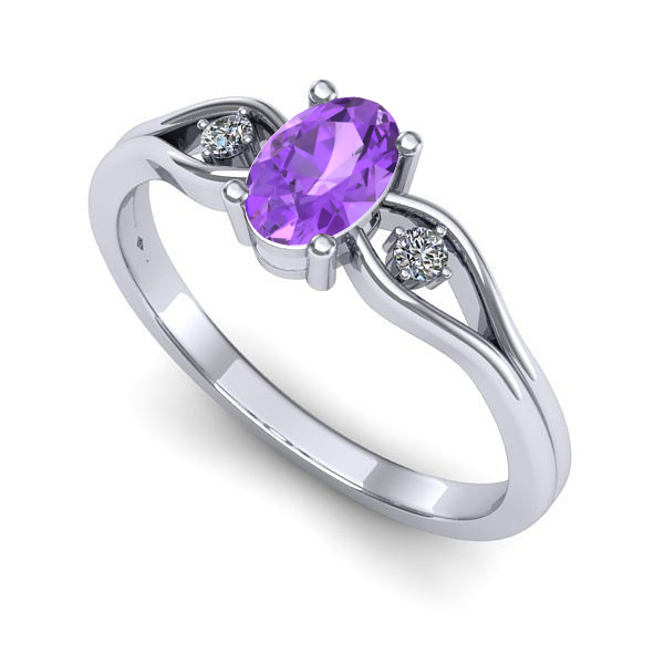 Inel logodna din aur alb cu ametist