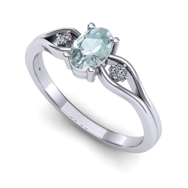 Inel de logodna din aur alb cu aquamarin