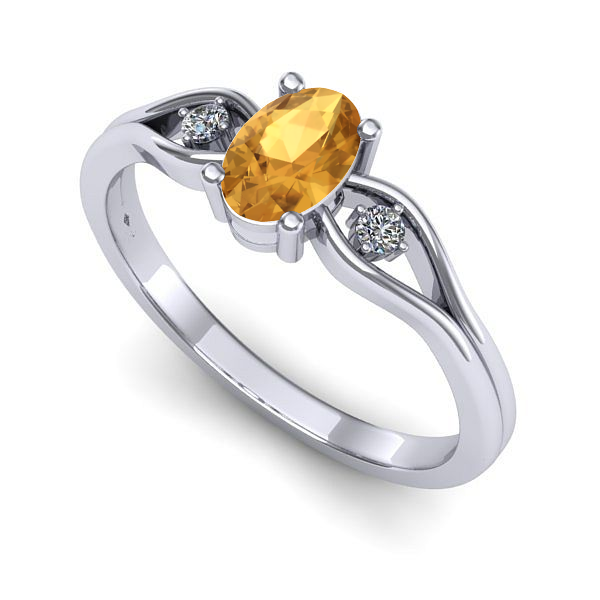 Inel de logodna din aur alb cu citrin