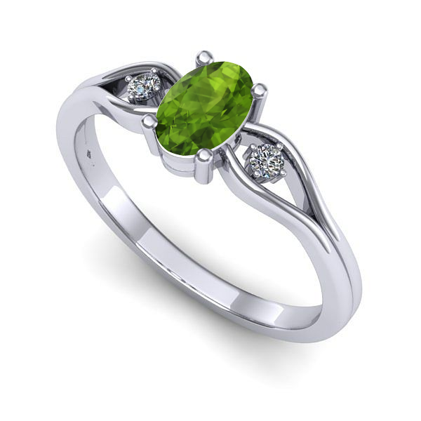 Inel din aur alb cu peridot