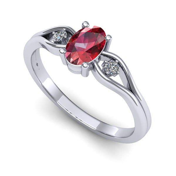 Inel logodna din aur alb cu rubin