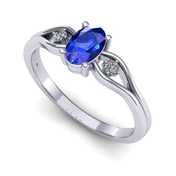 Inel de logodna din aur alb cu safir