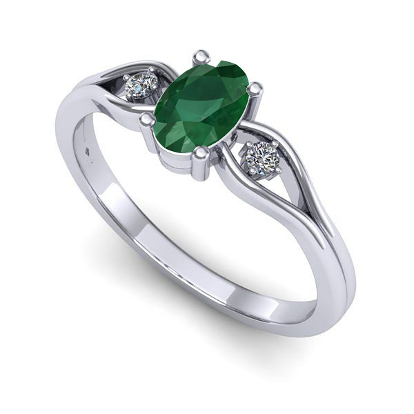 Inel din aur alb cu smarald