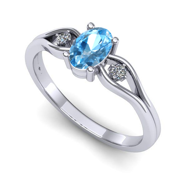 Inel din aur alb cu topaz blue