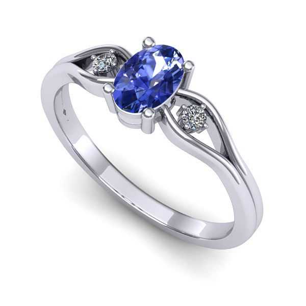 Inel de logodna din aur alb cu tanzanit