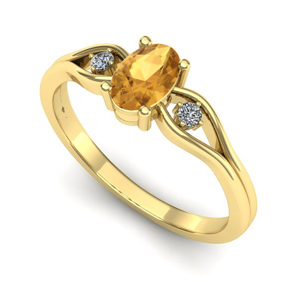 Inel de logodna din aur galben cu citrin