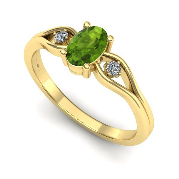 Inel de logodna din aur galben cu peridot