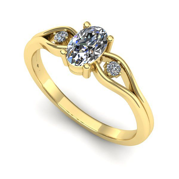 Inel de logodna din aur galben cu safir alb