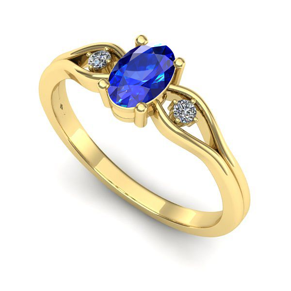 Inel logodna din aur galben cu safir