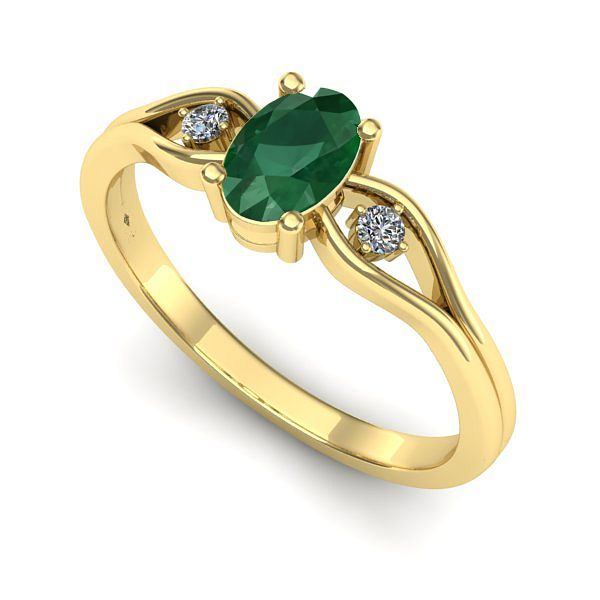 Inel de logodna din aur galben cu smarald