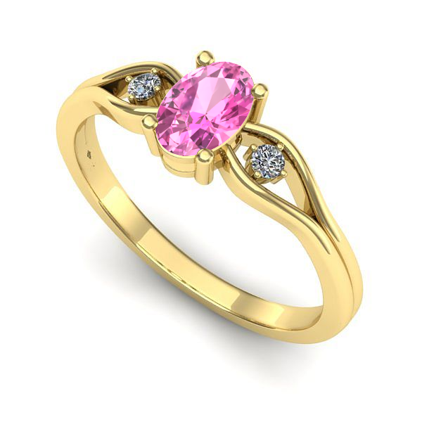 Inel din aur galben cu safir roz