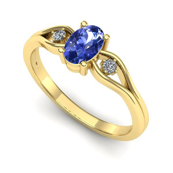 Inel logodna din aur galben cu tanzanit