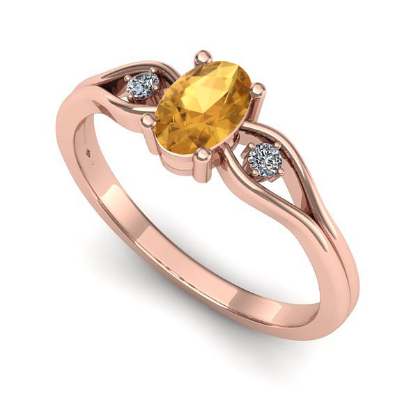 Inel de logodna din aur roz cu citrin