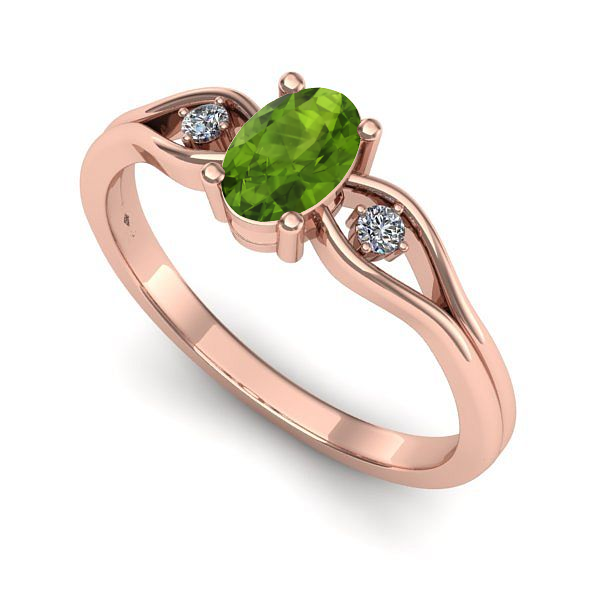 Inel logodna din aur roz cu peridot