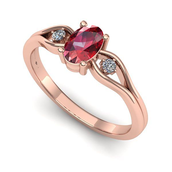 Inel de logodna din aur roz cu rubin