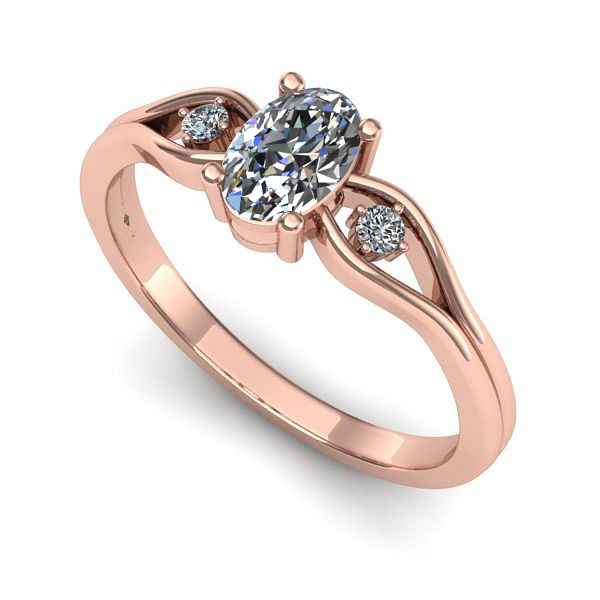 Inel de logodna din aur roz cu safir alb