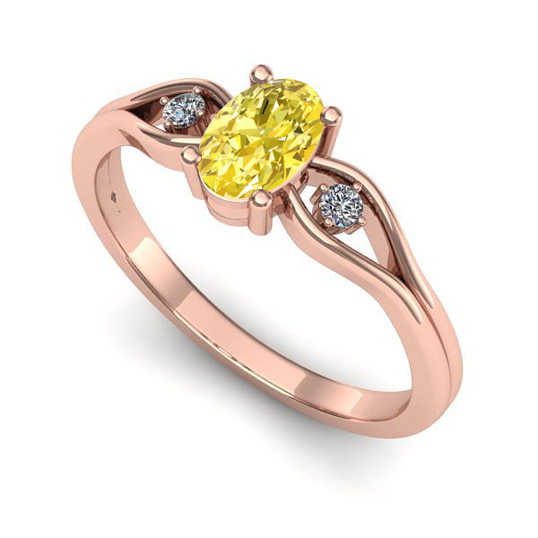 Inel din aur roz cu safir galben