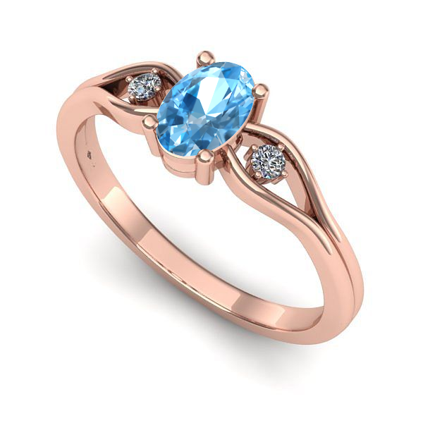 Inel de logodna din aur roz cu topaz blue
