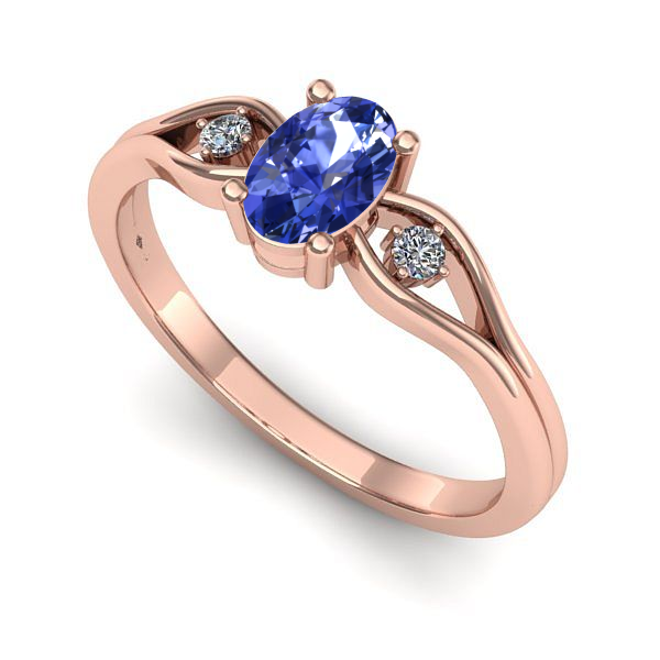 Inel din aur roz cu tanzanit