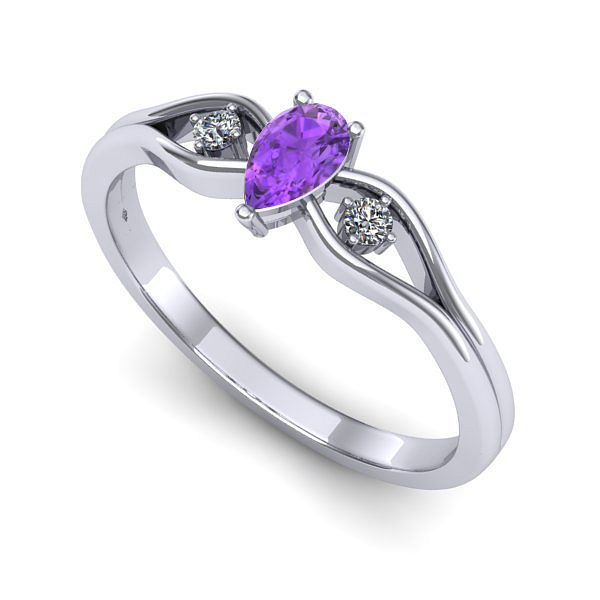 Inel din aur alb cu ametist