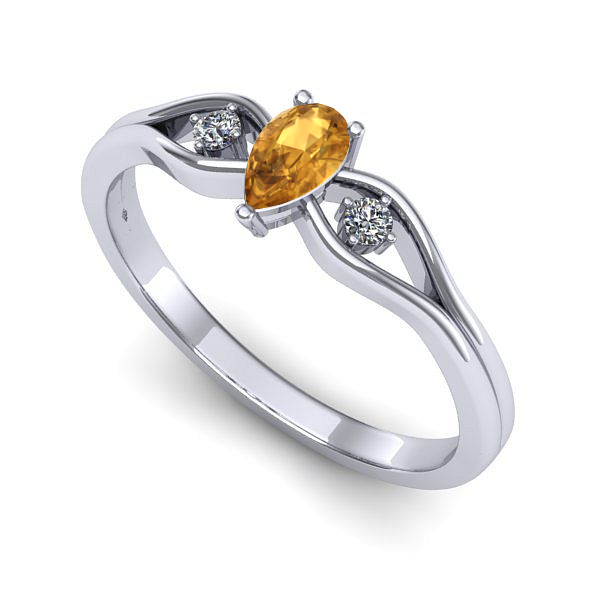 Inel logodna din aur alb cu citrin