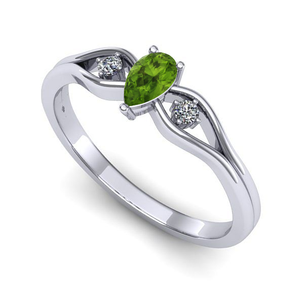 Inel din aur alb cu peridot
