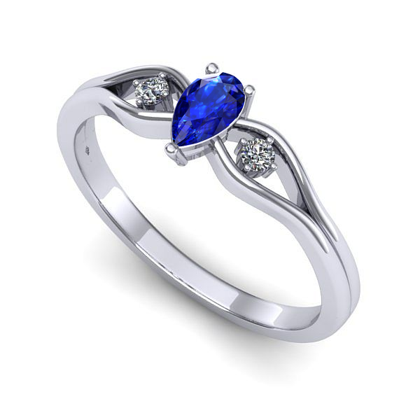 Inel de logodna din aur alb cu safir